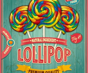 Colored lollipop vintage styles poster vector 02