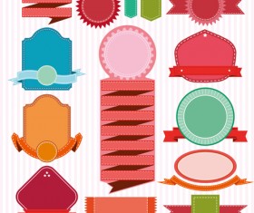 Colored ribbon banners with labels vector material 01