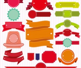 Colored ribbon banners with labels vector material 02