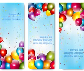 Colorful balloons banners birthday vector 02