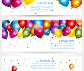 Colorful balloons banners birthday vector 03