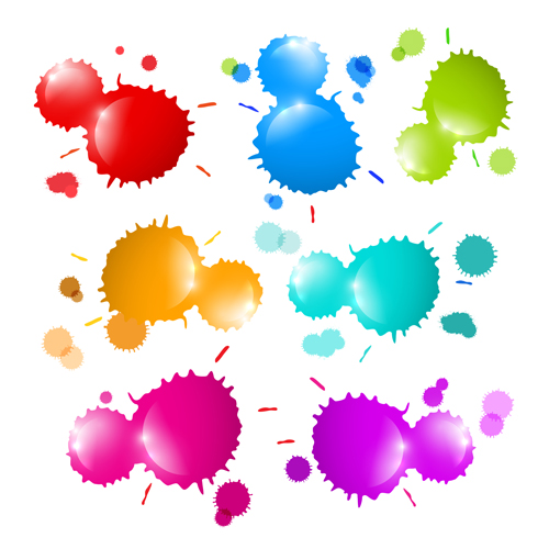 Colorful blot spatter vector design set 04