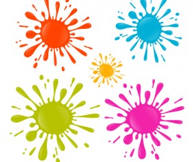 Colorful blot spatter vector design set 05