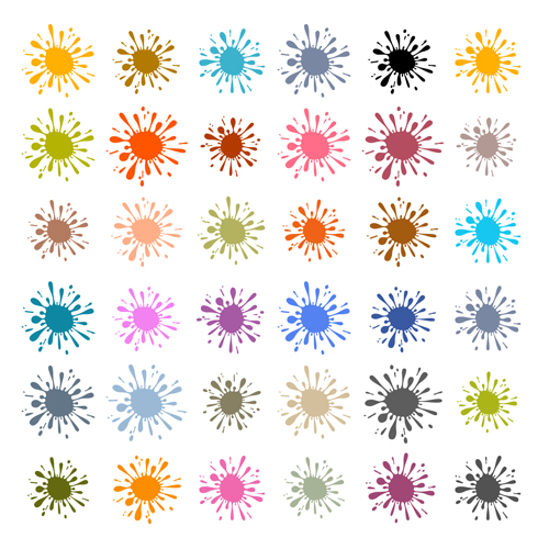 Colorful blot spatter vector design set 11