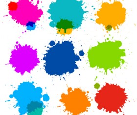 Colorful blot spatter vector design set 14
