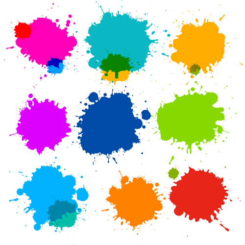Colorful blot spatter vector design set 14