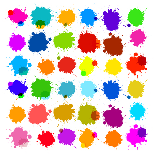 Colorful blot spatter vector design set 15