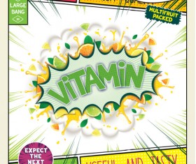 Comic style explosion fruit effect vector material 05