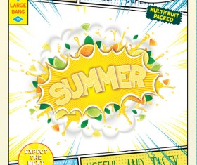 Comic style explosion fruit effect vector material 08