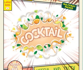 Comic style explosion fruit effect vector material 10