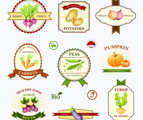Creative vegetables labels vintage vector 01