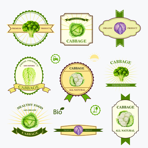Creative vegetables labels vintage vector 02