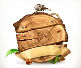 Creative wooden boards signs vector material 02