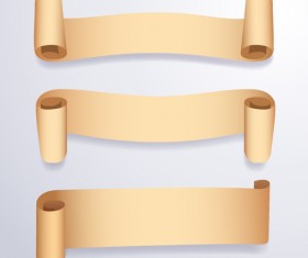 Curled paper banners vector material 01