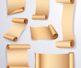 Curled paper banners vector material 04