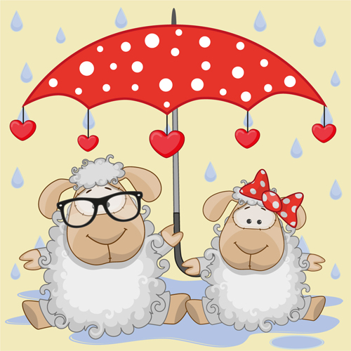 Cute animals and umbrella cartoon vector 11