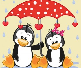 Cute animals and umbrella cartoon vector 12