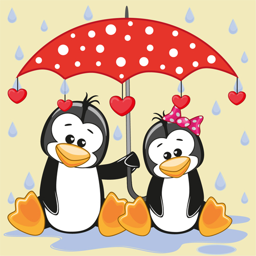 Cute animals and umbrella cartoon vector 12