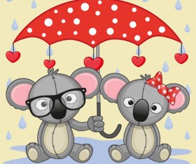 Cute animals and umbrella cartoon vector 14