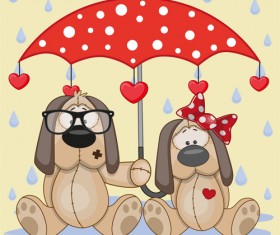 Cute animals and umbrella cartoon vector 16