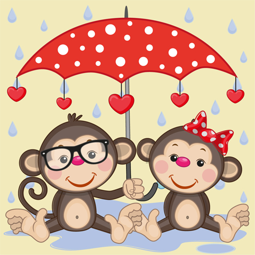 Cute animals and umbrella cartoon vector 18