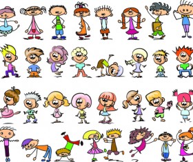 Cute children cartoon styles vector 01