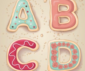 Cute cookies with letters vector set 01