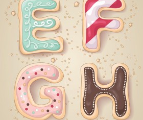 Cute cookies with letters vector set 02