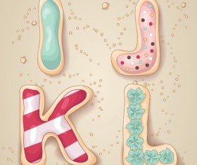 Cute cookies with letters vector set 03