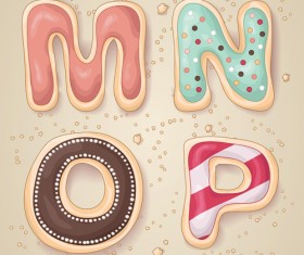 Cute cookies with letters vector set 04