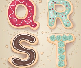 Cute cookies with letters vector set 05