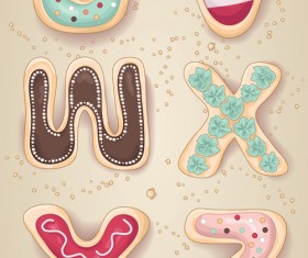 Cute cookies with letters vector set 06