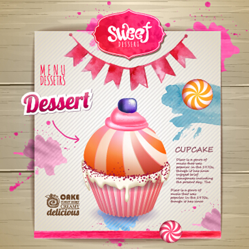 Dessert sweet menu design vector 01