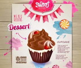 Dessert sweet menu design vector 02