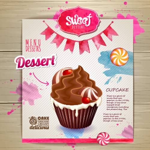 Dessert sweet menu design vector 02