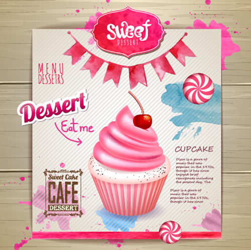 Dessert sweet menu design vector 03