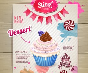 Dessert sweet menu design vector 04