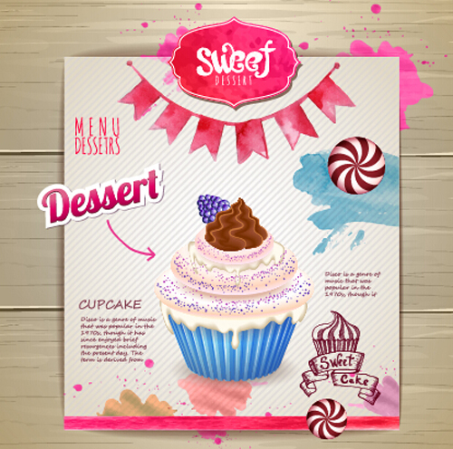 Dessert sweet menu design vector 04