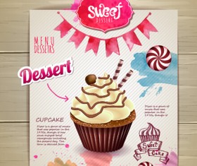 Dessert sweet menu design vector 05