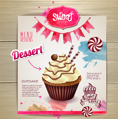 Dessert sweet menu design vector 05