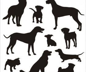 Different dog silhouettes vector material 01