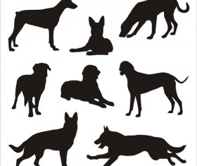 Different dog silhouettes vector material 02