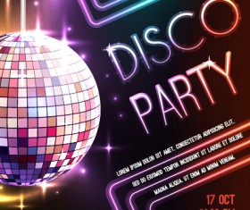 Disco night party neon background vector 03