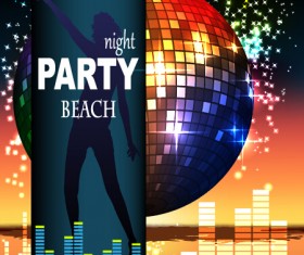 Disco night party neon background vector 05