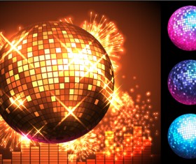 Disco night party neon background vector 06