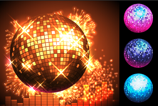Disco night party neon background vector 06