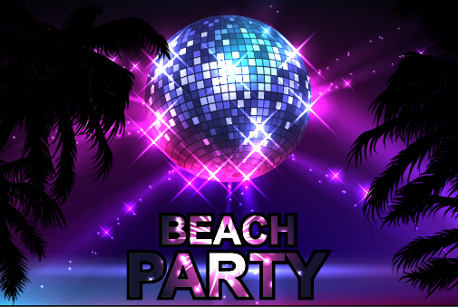 Disco night party neon background vector 07