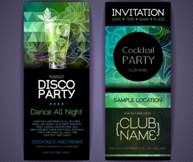 Disco party night invitation cards vector 01