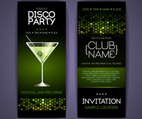 Disco party night invitation cards vector 02