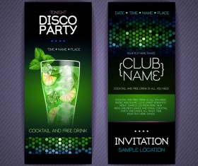 Disco party night invitation cards vector 03